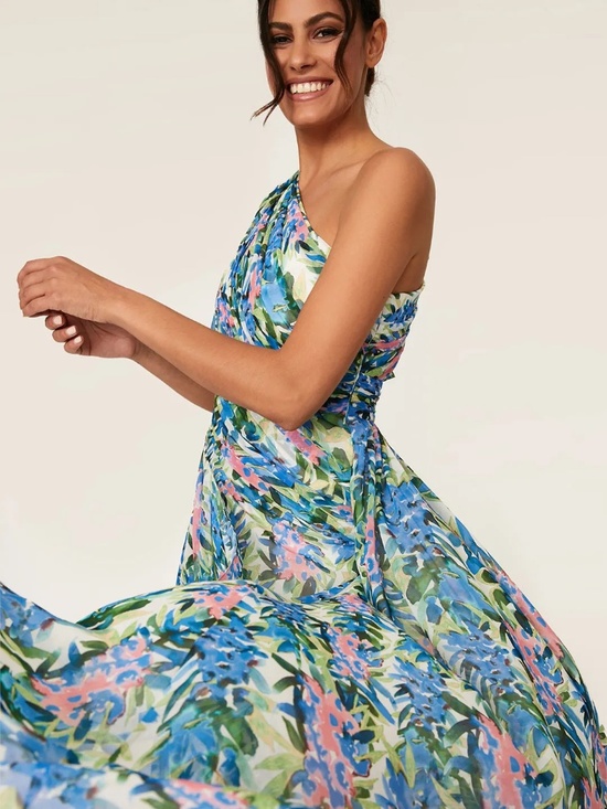 Badgley Mischka Dresses & Skirts - Floral One Shoulder Gown